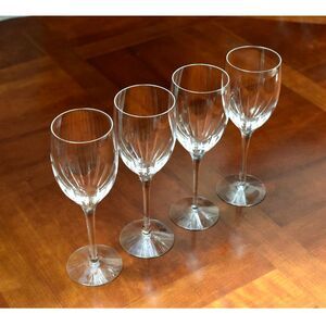 Set of 4 Lenox Starfire Cut Crystal Wine Goblets 8 3/8" American Lead Crystal